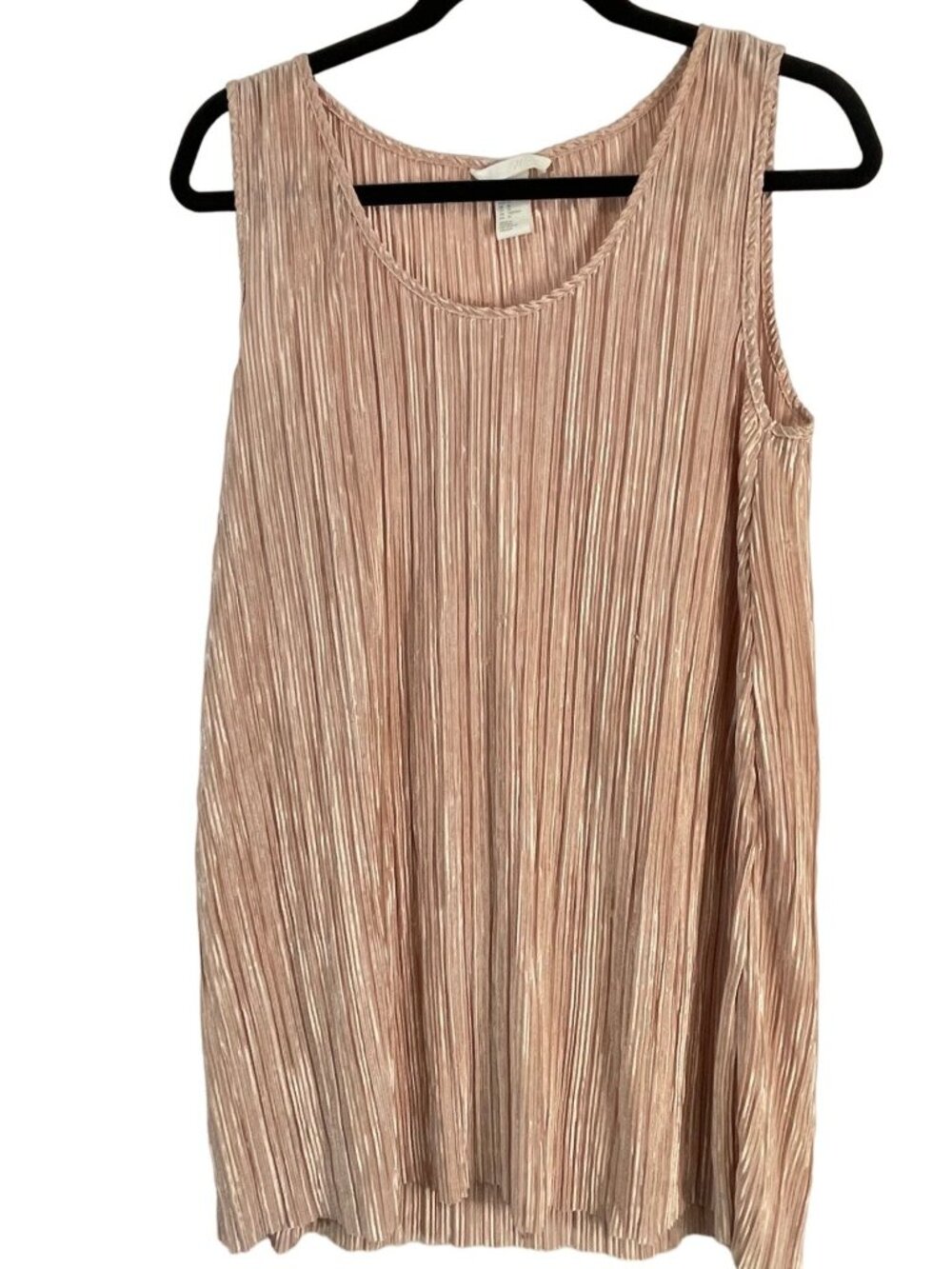 h &amp; m sleeveless shirt blouse long sheer shine brown medium bust 22" READ